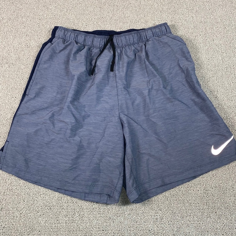 Nike Dri Fit Athletic Shorts Womens Large Blue Heathered Running Gym Training